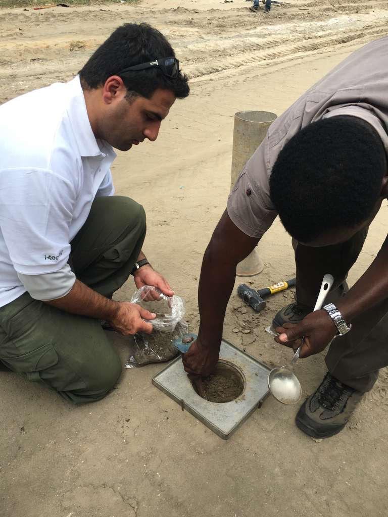 Field density test on the treated soil